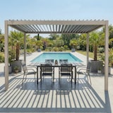 thumbnail of CRO Pergola bioclimatica rettangolare in alluminio con lamelle orientabili manualmente - colore effetto teak - misure: 390x300 h. 250 cm