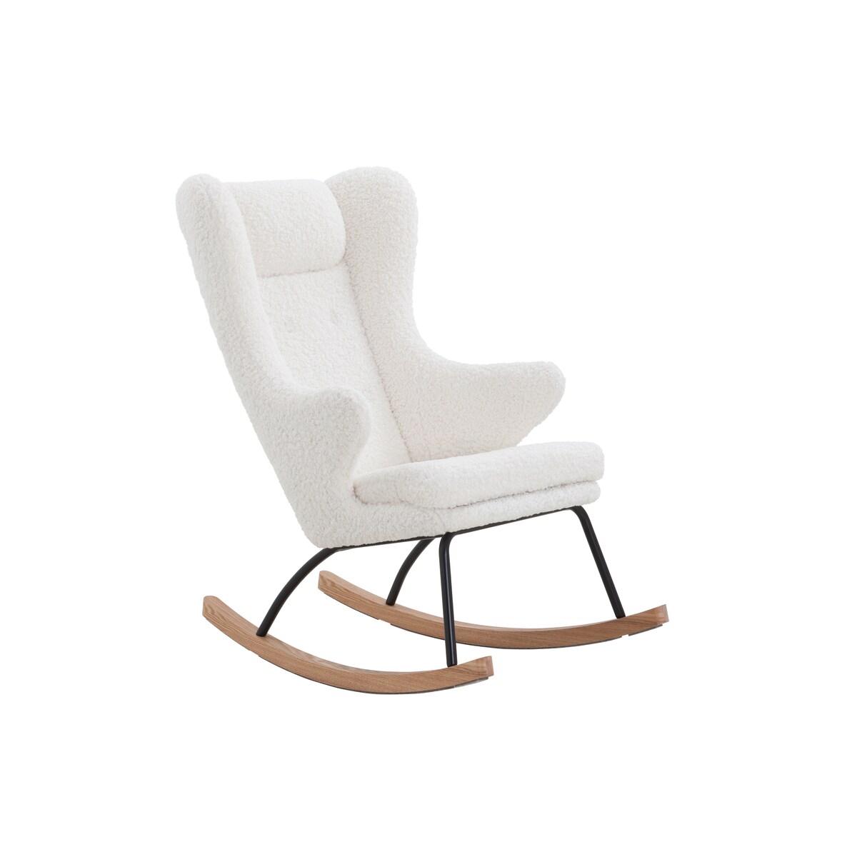 SalesFever Schaukelstuhl | Teddyfell | B 66 x T 104 x H 106 cm | Weiß