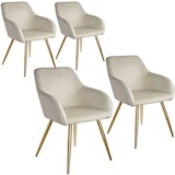 thumbnail of tectake Ensemble de 4 chaises rembourrées aspect velours crème et or - 404902