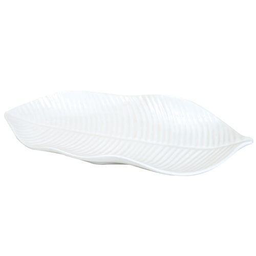 Assiette Feuille de Bananier Collection Blanche Blanc 38 x 20 cm x 4 Mondo Déco