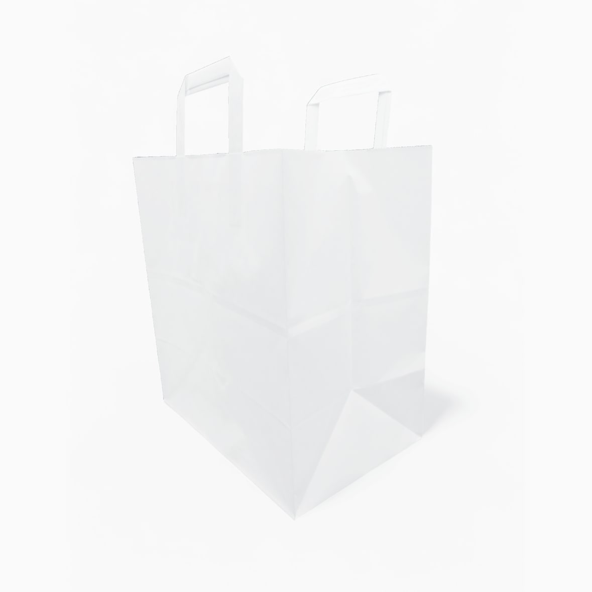 Sac papier kraft blanc 26+20x28 cm avec poignées plates par 250