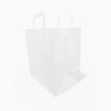 thumbnail of Sac papier kraft blanc 26+20x28 cm avec poignées plates par 250