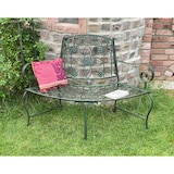 thumbnail of DanDiBo Sitzbank Halbrund Metall Wetterfest Grün 130 cm Baumbank 96009 Gartenbank Parkbank Eisenbank