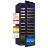 thumbnail of Exquisit Weinkühlschrank 2 Zonen, Platz für 78 Flaschen, 194 l, Umluftventilator, 9 Holzablagen, Digitale Temperaturanzeige, WS2-78-GTE-160G schwarz