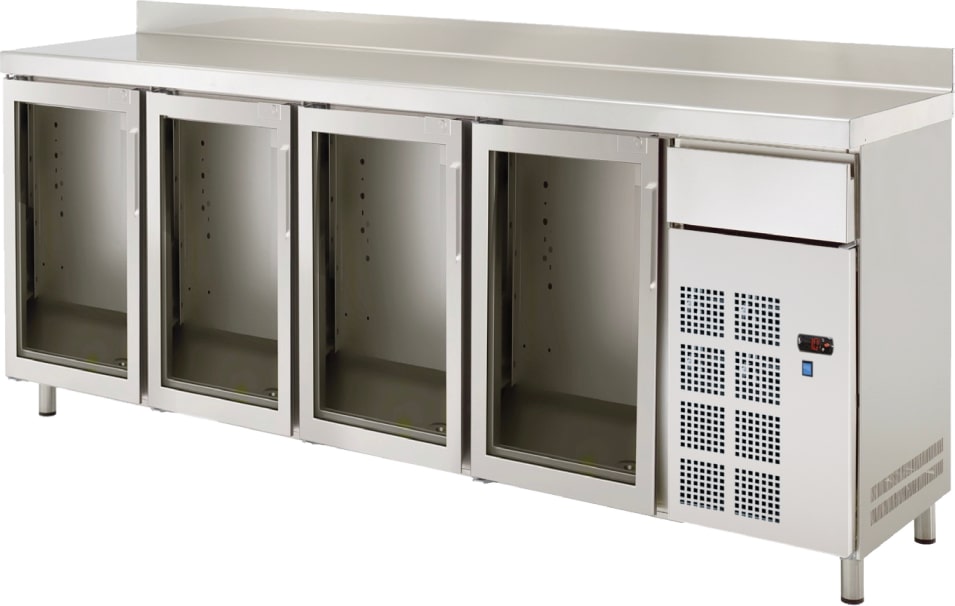 Kühler gegenauflager 4 glastüren 1 schublade - 2545x600x1050 mm - 350 W 230/1V - 75189509 Eurast