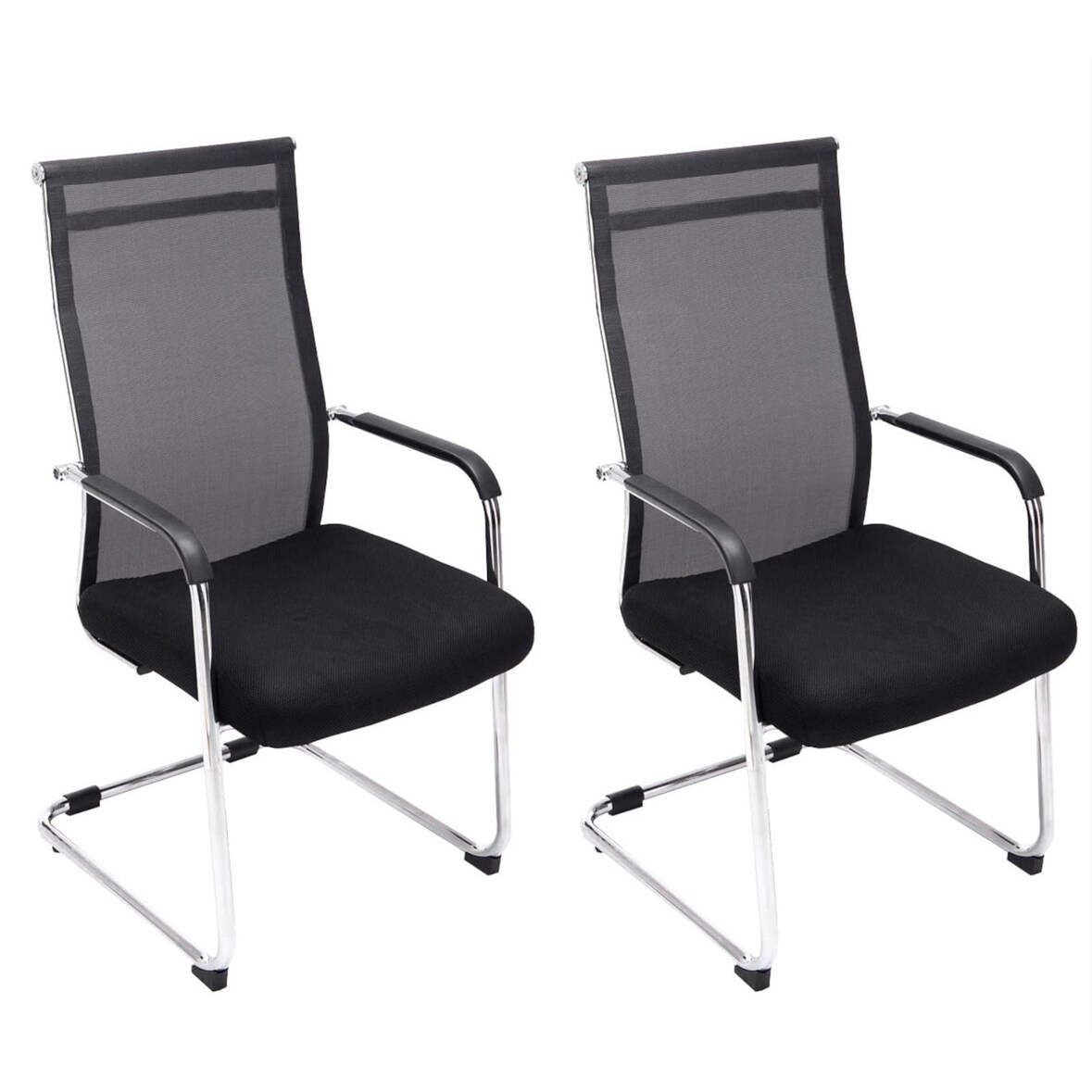 PROREGAL 2er Set Besucherstuhl TOULOUSE HxBxT 106,5x55x62cm Kunstleder Schwarz Konferenzstuhl