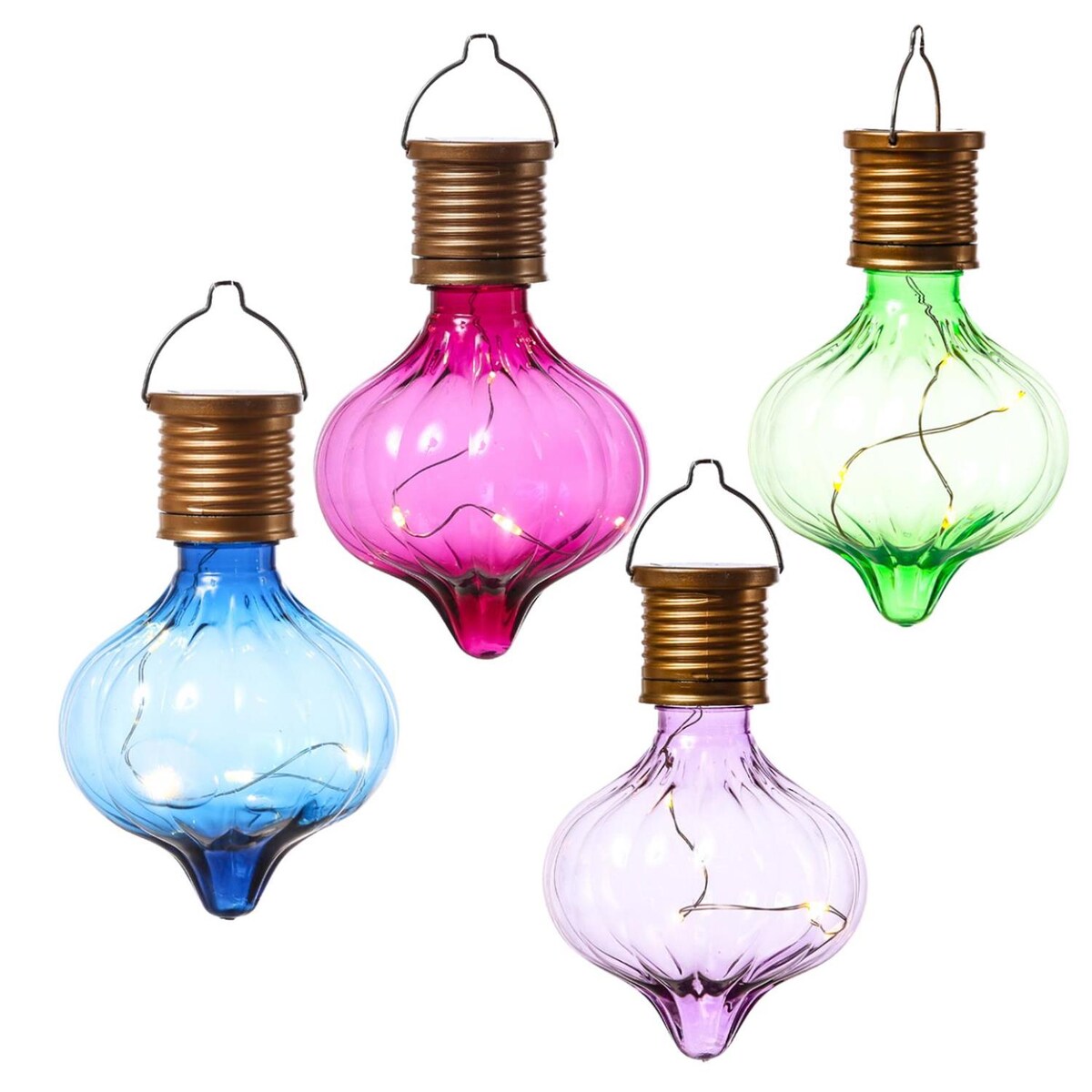 MARELIDA LED Solar Glühbirnen Kugelleuchte für Garten Terrasse Balkon bunt 4St.