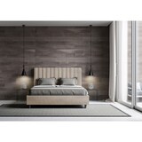 thumbnail of Agueda-Bett mit gepolstertem Untergestell 160x190 aus sandfarbener Mikrofaser