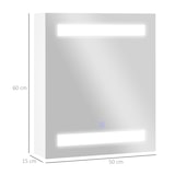 thumbnail of HOMCOM armario de baño con espejo y luz LED mueble espejo de pared con 2 estantes de almacenamiento e interruptor táctil para dormitorio 50x15x60 cm