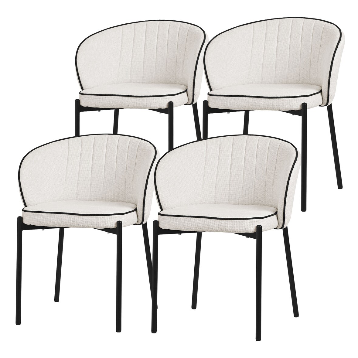 ML-Design Esszimmerstühle 4er Set Beige, Stoffbezug & Metallbeine