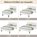 thumbnail of Polsterbett 140x190 cm mit Sherpa-Stoff, Lattenrost, Eisenfüßen, modernes Design für gemütliches Schlafzimmer, stabil und komfortabel, Beige