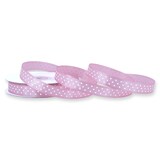 thumbnail of 12mm Satinband 25m mit Punkten Schleifenband Geschenkband Dekoband Stoffband Altrosa / Weiß