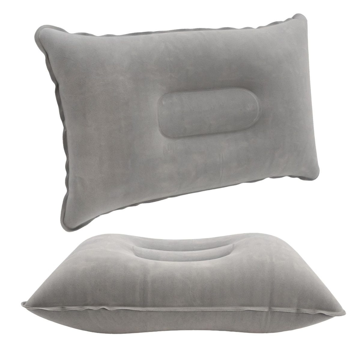 Intirilife Aufblasbares Kissen in GRAU - 33.5 x 22 cm - Rechteckiges Kopfkissen zum Aufblasen mit ergonomischer Form zum bequemen Schlafen