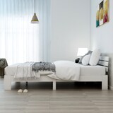 thumbnail of Bett 140x200 cm aus massivem Holz mit Lattenrost – rustikales Design in Weiß, stabil, mit 30 cm Stauraum unter dem Bett, ideal für kleine Räume