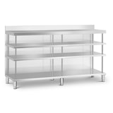 thumbnail of Royal Catering - Royal Catering Comptoir de bar - inox - 200 x 60 x 105 cm - 4 étagères - dosseret Station de bar Table de préparation Comptoir