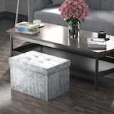 thumbnail of Intirilife Faltbare Sitzbank 49x30x30 cm in Samt Blaugrau - Sitzwürfel Fußhocker mit Stauraum und Deckel mit Samtbezug