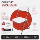 thumbnail of Set 6 Sedie Pieghevoli Apri e chiudi richiudibili imbottite Salvaspazio in Acciaio da giardino picnic Colore BIANCO