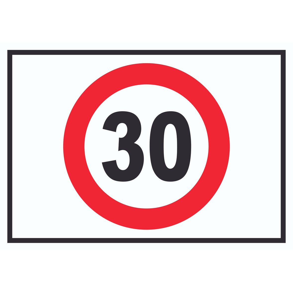 Tempo 30 km/h Geschwindigkeitsbegrenzung Schild Symbol A4 (210x297mm)