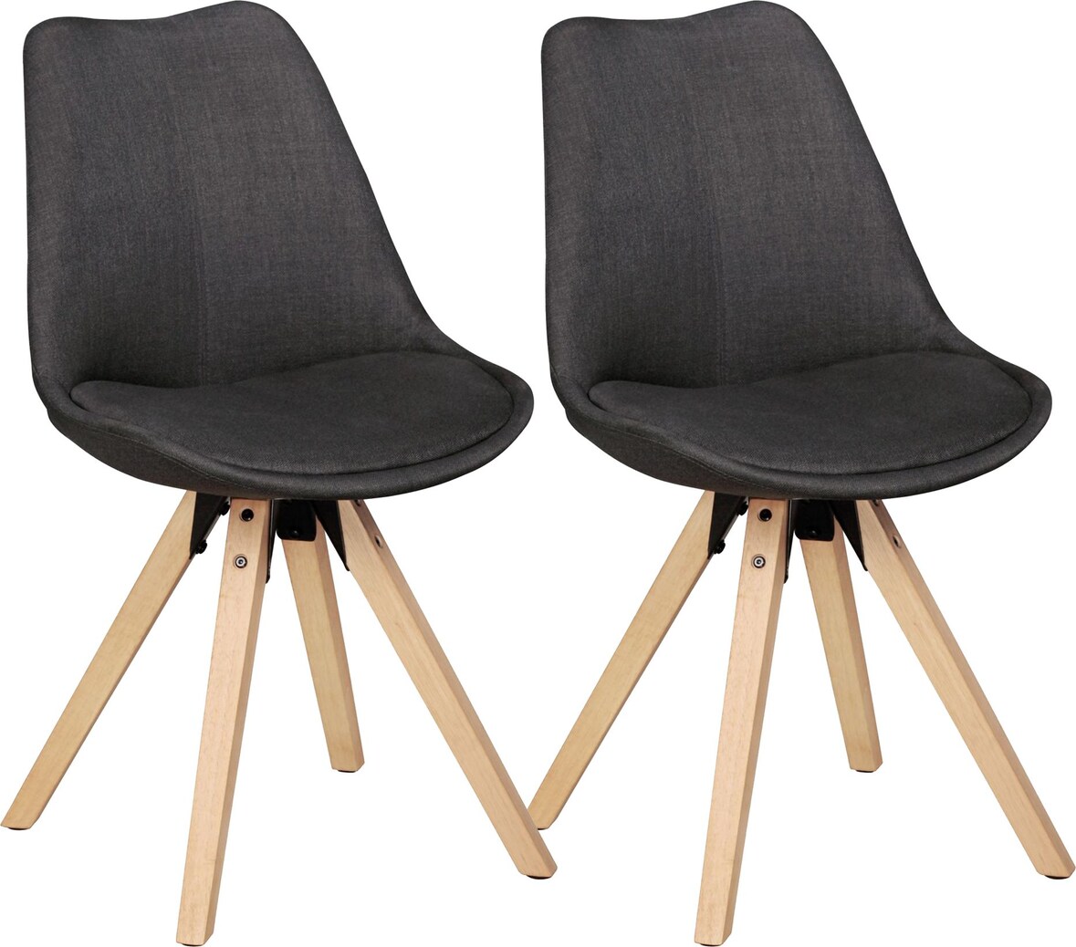 2er Set Esszimmerstühle `Lund`: Skandinavisches Design, Komfortables Sitzen. Anthrazit, Material: Stoff, 49x52x87 cm | Kadima Design