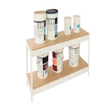 thumbnail of SimonRack Industrieregal, 900x1500x450 mm, 600 kg am Biegepunkt, 2 Holzböden, Garagenregal, Weiss/Holz- Simonforte