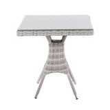 thumbnail of Mesa de terraza cuadrada, Tamaño: 70x70x72 cm, Aluminio y ratán sintético plano color gris, Cristal templado de 5 mm