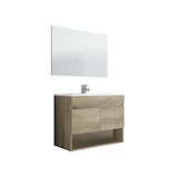 thumbnail of Dmora Unterschrank Shreveport, 2-türiger Badezimmerschrank, Hängeschrank mit Regal und Spiegel, Waschbecken nicht enthalten, 80x45h64 cm, Eiche