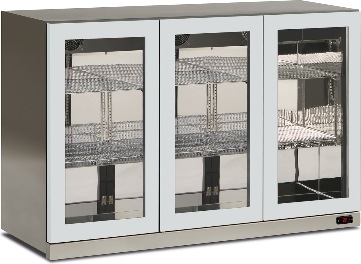Hängender Umluft-Edelstahl-Kühlschrank, automatische Abtauung, LED-Licht, Temperatur -2/+10°C, Maße LxBxH 135x56,5x85,2cm, COLDWALL300INOX