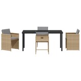 thumbnail of vidaXL 5-teiliges Garten-Esszimmer-Set mit beigen Poly-Rattan-Auflagen.