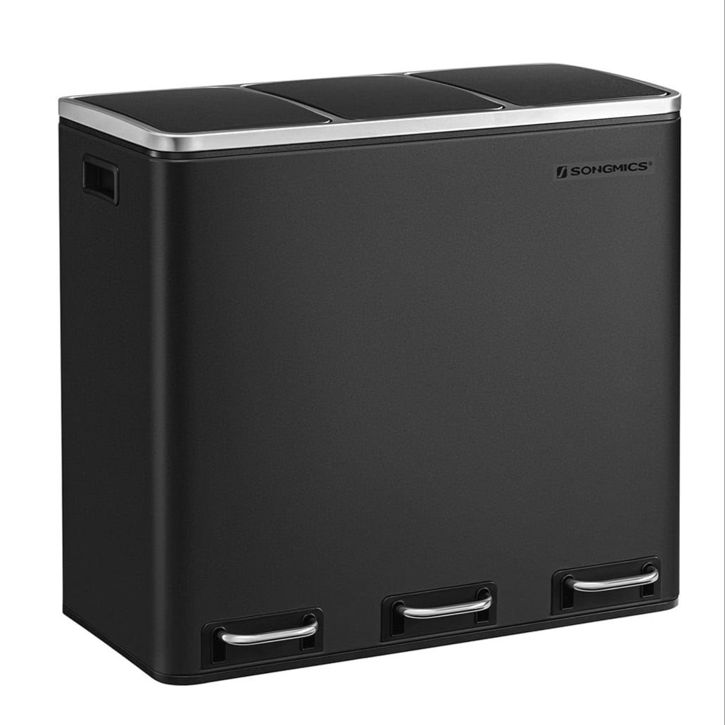 Helloshop26 - Cestino triplo per la raccolta differenziata 3 secchi da 18 litri 3 scomparti meccanismo di chiusura ammortizzata 12_0007248