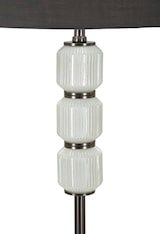 thumbnail of Moderne Stehlampe Bright One – Weißer Glasfuß und grauer Samtschirm – 163 cm, elegante und helle Stehlampe