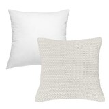 thumbnail of Kissenbezug Strick 45x45 weiß mit Federkissen Füllung - Reißverschluss OEKO-TEX Dekokissen Sofakissen weiche Kissenhülle mit Strickmuster