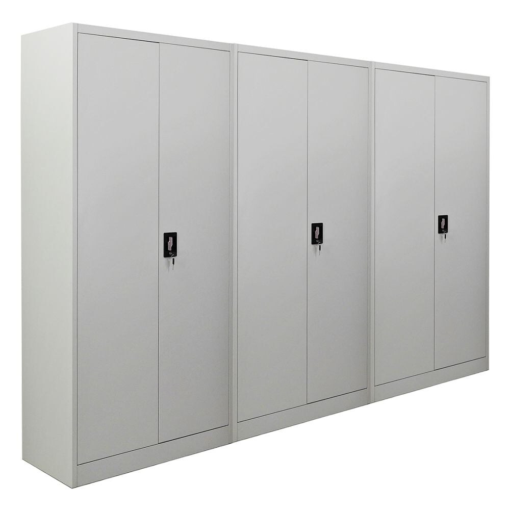 PROREGAL Mega Deal 3x Flügeltürenschrank ELEPHANT Metall Aktenschrank komplett montiert abschließbar 180x80x40cm Stahl 4 Ebenen Stahlschrank Lichtgrau