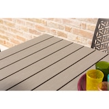 thumbnail of Mesa de jardín rectangular 180x90 cm, estructura de acero y lamas efecto madera, 6 plazas, estilo moderno para jardín o terraza–THOMAS–Tórtola