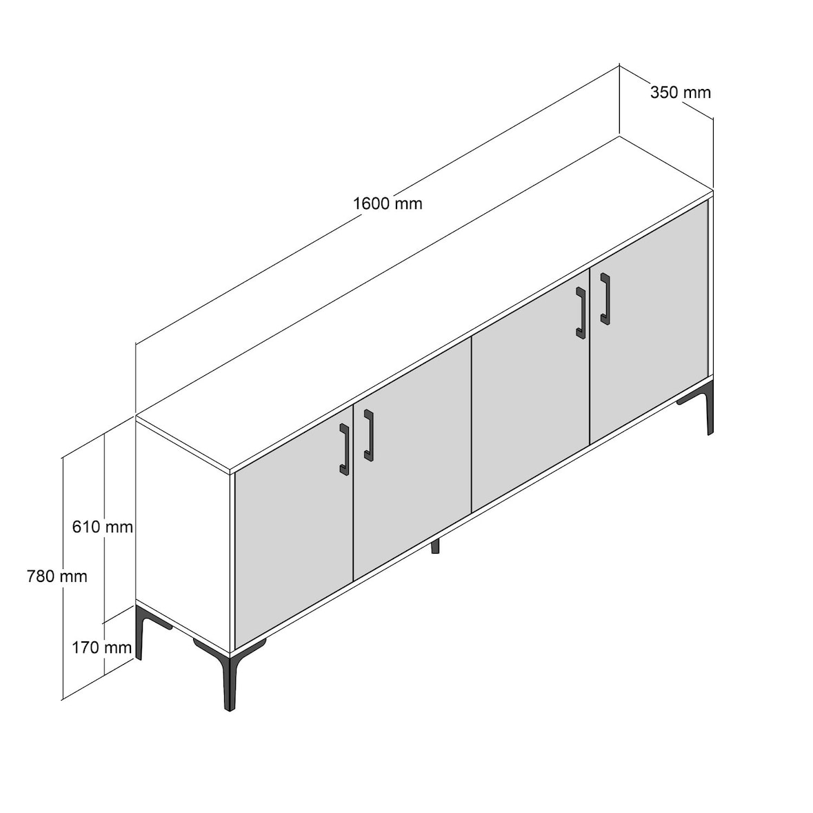 Aparador Kiev 160 blanco 160x35x78 cm