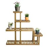 thumbnail of Pflanzregal HWC-L71, Blumentreppe Standregal Regal Blumenständer, 5 Ablagen, 95x105x25cm Outdoor Tanne Holz FSC®, braun