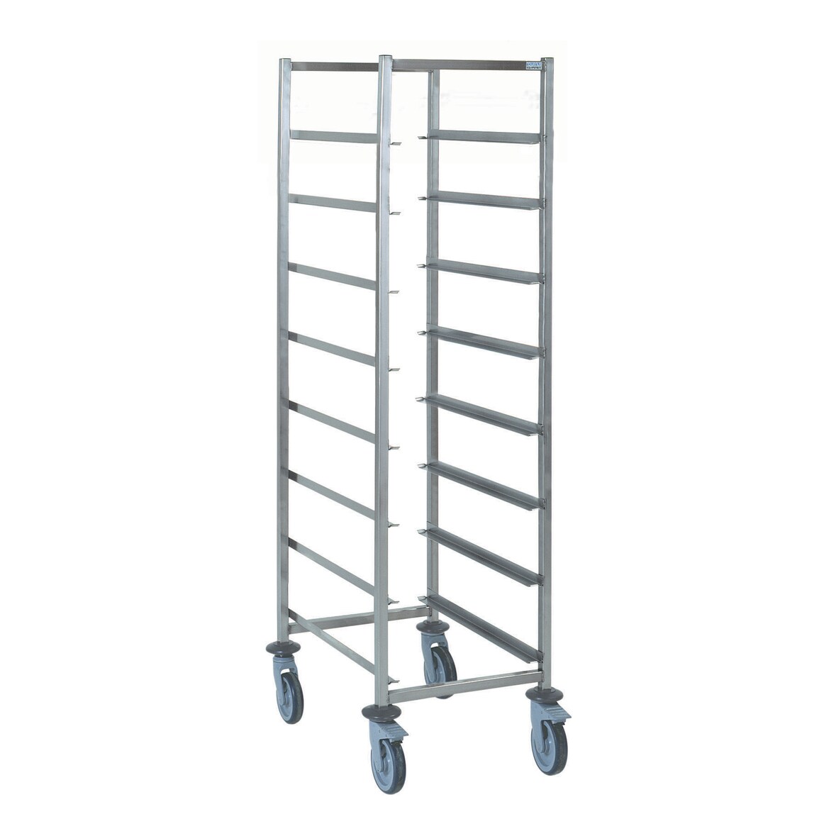 Tournus Wagen für Geschirrkörbe  Abmessung 630 x 630 x 1785 mm  4 Lenkrollen aus Polyamid (rostfrei), 2 Feststellbremsen