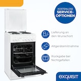 thumbnail of Exquisit Elektro-Standherd EH9-3-090 weiss | Energieeffizienzklasse A | 48 l Garraum | Massekochfeld | Elektro-Standherd 50 cm