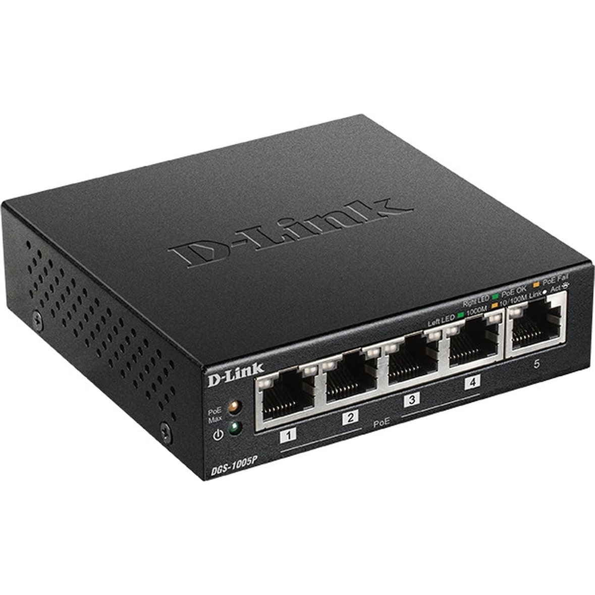 D-Link DGS-1005P/E Switch 5 porte PoE+ Gigabit, 4 porte PoE+, 60W