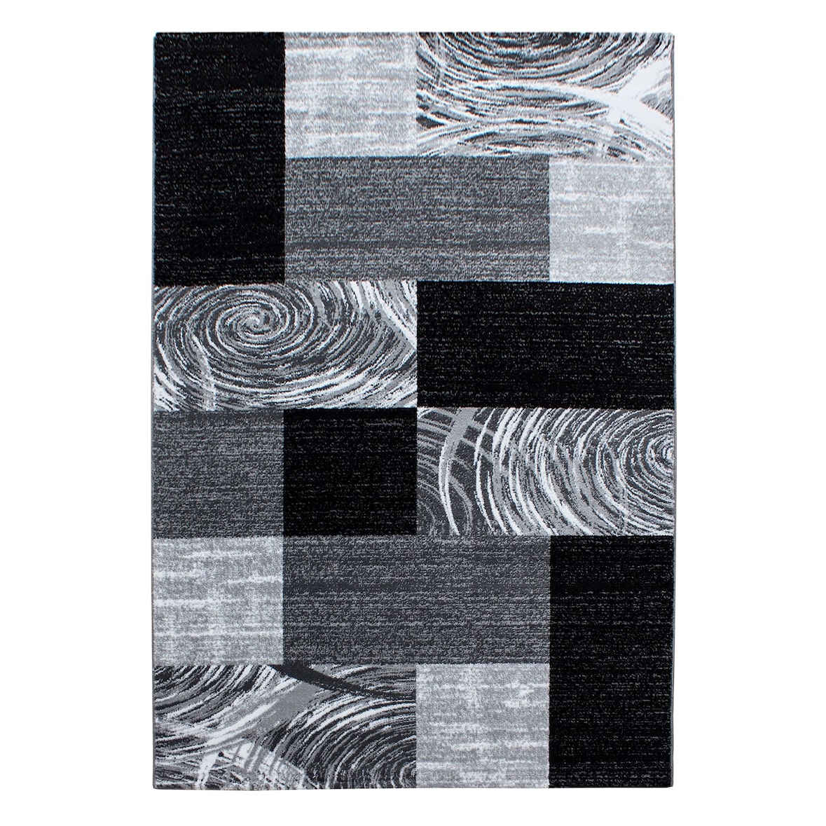Carpetsale24 Teppich Wohnzimmer Moderne Abstrakt Kariert Design Schwarz - Grau - Weiß 80 x 300 cm - Kurzflor, Schlafzimmer, Esszimmer, Küche