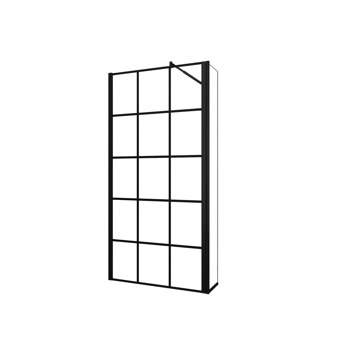 AICA Walkin Mampara Panel de ducha Serigrafiado de celosía cuadrada 2hojas Vidrio 8mm Antical con Barra Negra 70-120cm Tamaño[(83.9-85.9)+40]x200cm