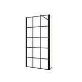 thumbnail of AICA Walkin Mampara Panel de ducha Serigrafiado de celosía cuadrada 2hojas Vidrio 8mm Antical con Barra Negra 70-120cm Tamaño[(83.9-85.9)+40]x200cm