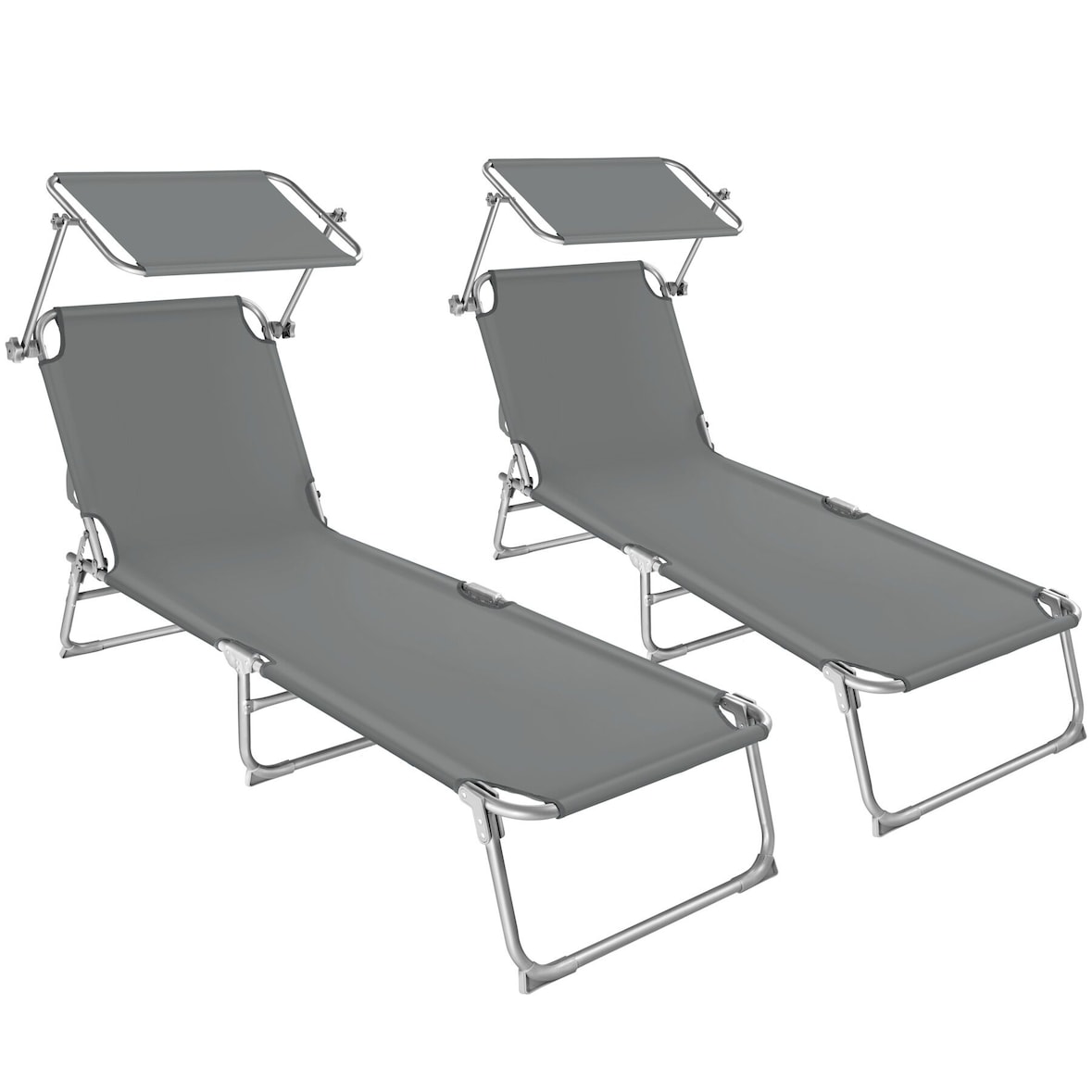 tectake 2 Gartenliegen 4-stufig  Grau