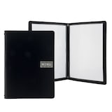 thumbnail of Securit® Menukaart A4 "Leather" - Zwart - Lijn "Royal" - 100% ecologisch leer - Plaat "Menu" + blanco plaat inbegrepen - 4 zijden