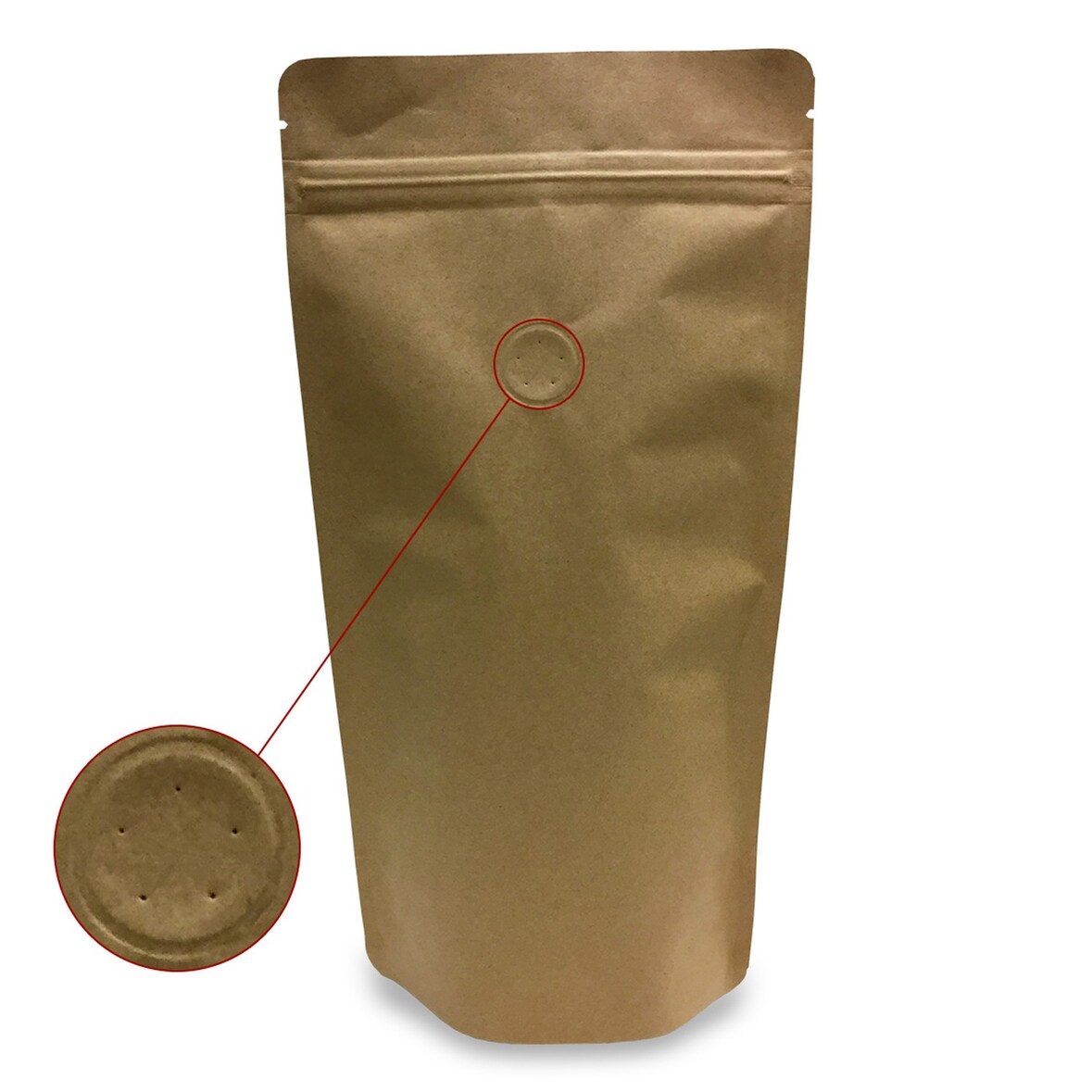 500x Standbodenbeutel Kraftpapier braun mit Aromaschutzventil 200x280x120mm