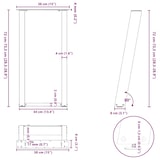thumbnail of Helloshop26 - Juego de 2 patas de consola en forma de U 38 x 72 cm con nivelador ajustable diseño moderno en acero antracita 02_0057064
