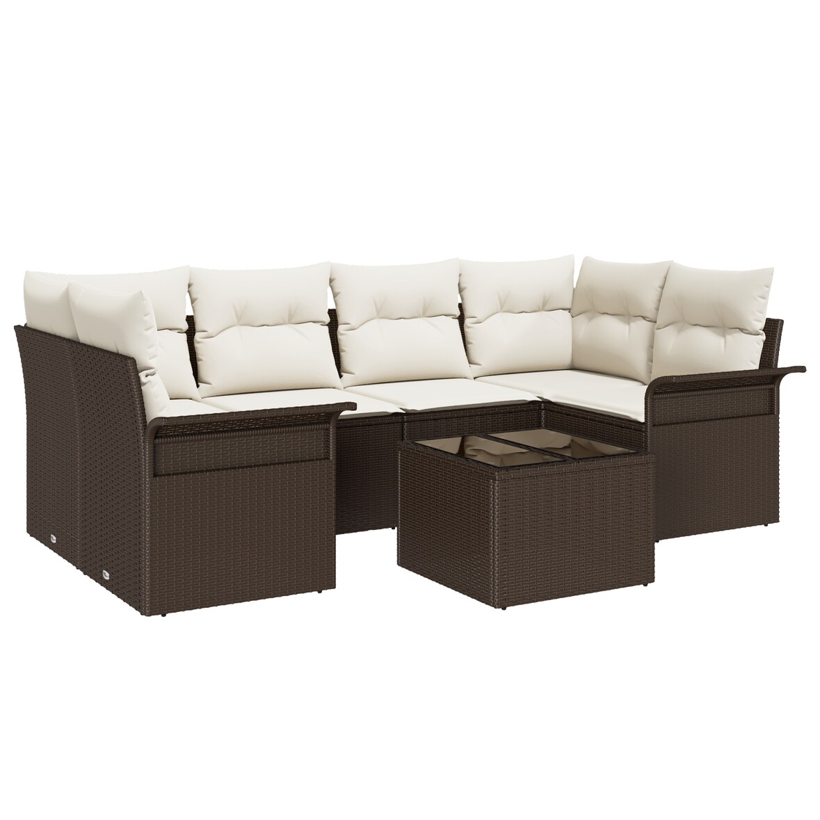 vidaXL 7-teiliges Garten Sofa Set mit Kissen Braun Poly Rattan