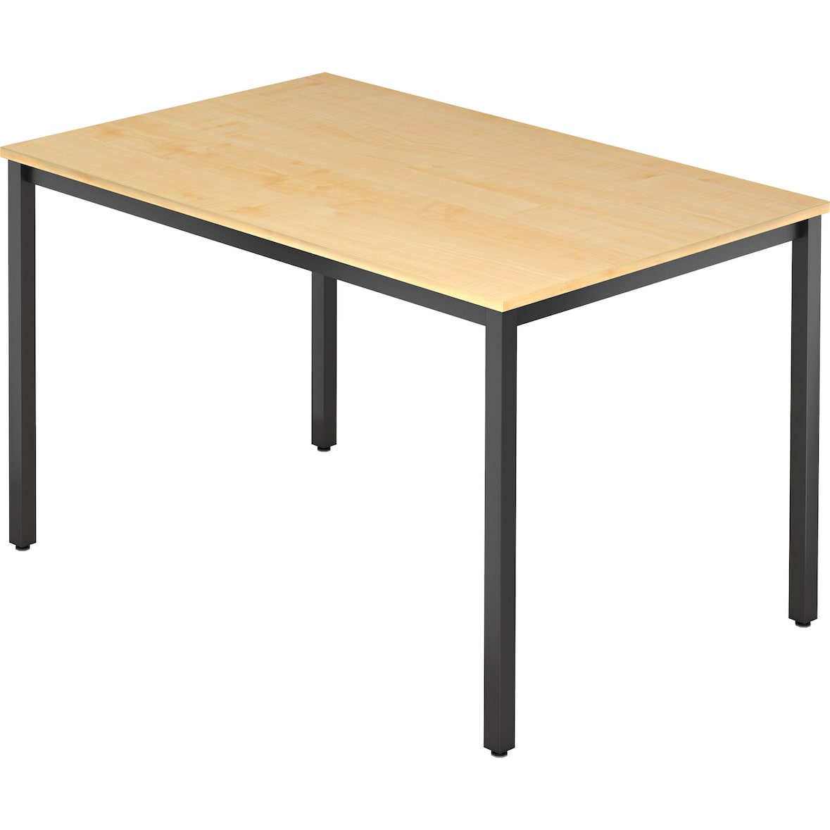 bümö Multifunktionstisch Ahorn, Tisch 120 x 80 cm, Tischfuß vierkant in schwarz - einfacher Tisch klein, Besprechungstisch System D-Serie,