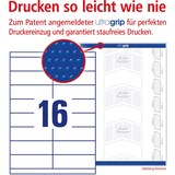 thumbnail of AVERY Zweckform ultragrip Laser Universaletiketten 3665 Selbsthaftend DIN A4 Weiß 105 x 33,8 mm 100 Blatt à 16 Etiketten