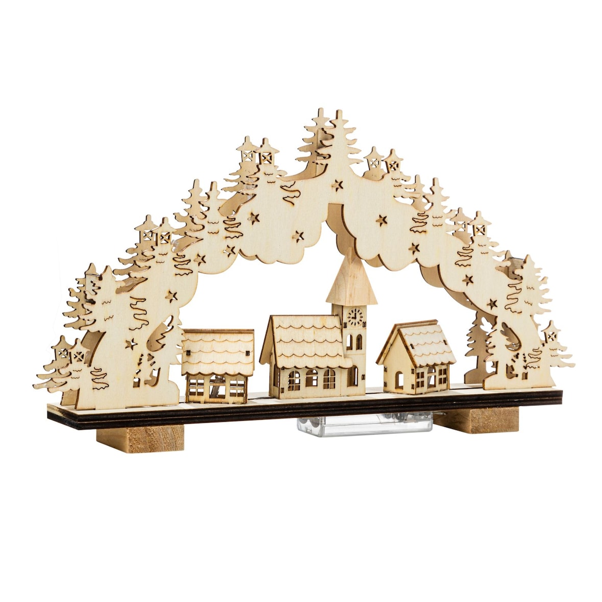 LED Lichterbogen Leuchtbogen Schwibbogen Weihnachten Kirche Dorf Holz