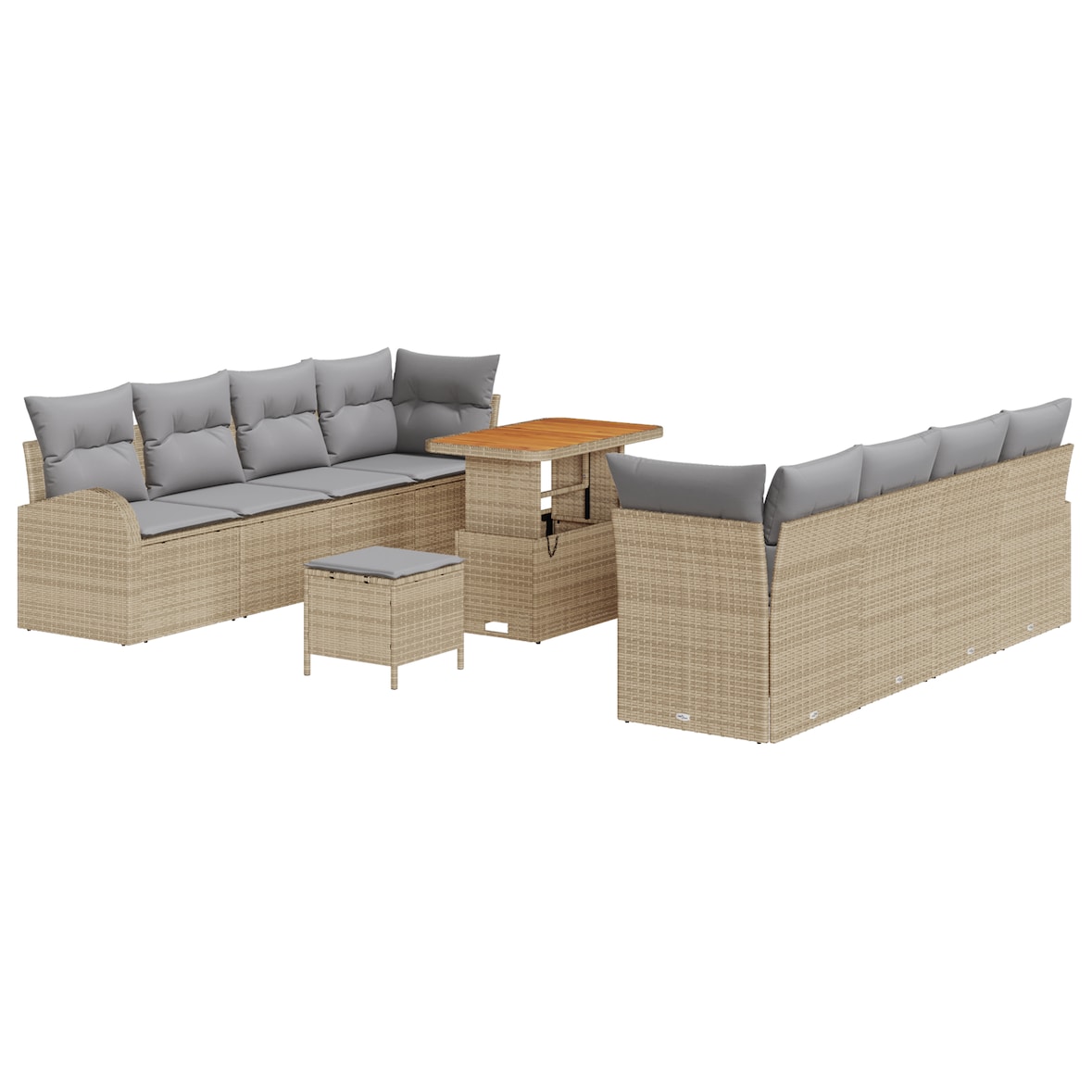 vidaXL 11-teiliges Garten Sofa Set mit Kissen Beige Poly Rattan Akazie